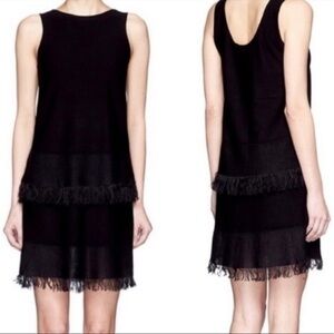 NWT Theory jurinzi Prosecco linen fringe knit dress Size S color Black